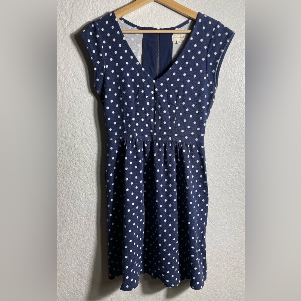Maison Jules Polka Dot Dress zip up pockets size S